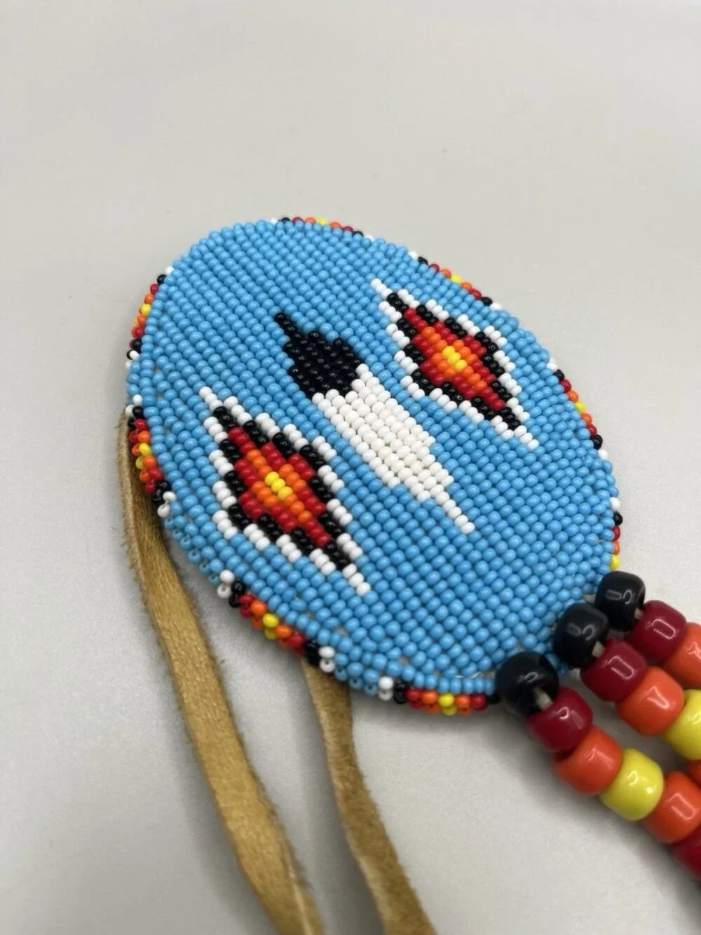 Vintage Plains Style Beaded Leather Necklace Hair Pipe Bone Beads southwestern